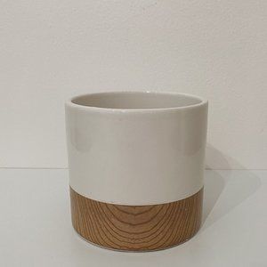 White Faux Bamboo Ceramic Plant Holder Vase Pot